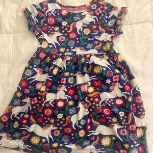 Mini Boden Blue Unicorn and Floral Dress